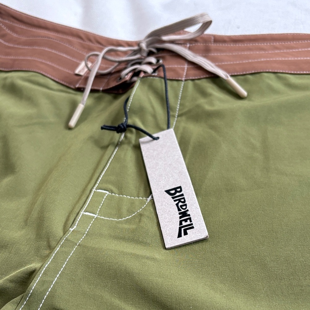 Birdwell Olive and Sky Blue Board Shorts - Picture 3 of 9